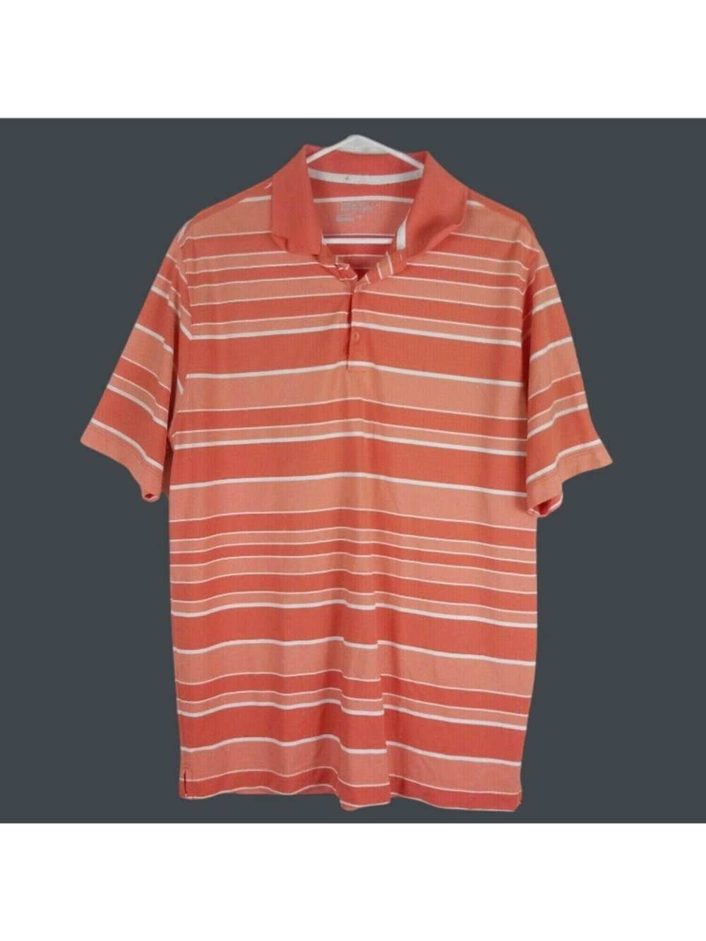 Nike Striped Tour Performance Polo Mens Large Orange Golf Course Summer
